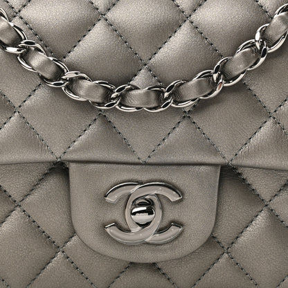 Chanel Metallic Lambskin Quilted Mini Rectangular Flap Dark Grey 7 of 10