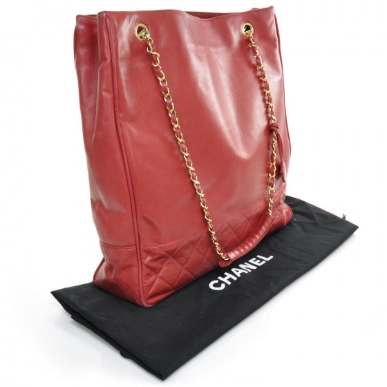 Chanel Lambskin Shoulder Bag Red 3 of 9