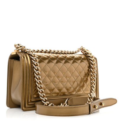 Chanel Metallic Patent Calfskin Quilted Medium Boy Flap Gold 3 of 13