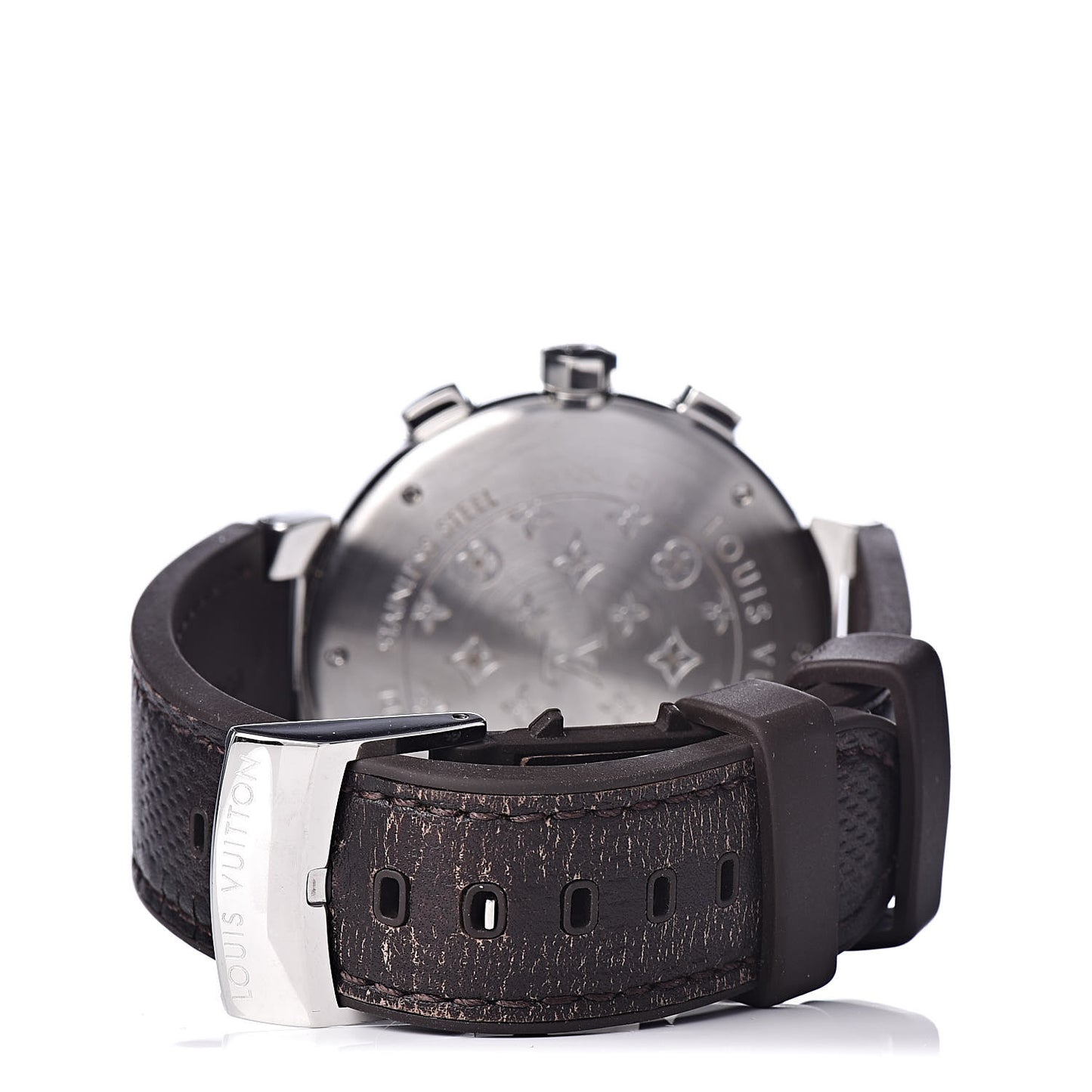 Stainless Steel Rubber 41mm Tambour Chronograph Automatic Watch Brown