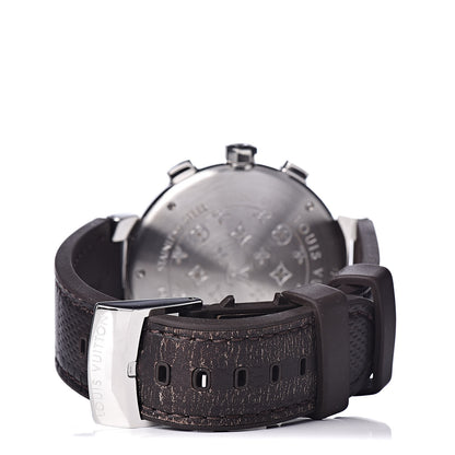 Louis Vuitton Stainless Steel Rubber 41mm Tambour Chronograph Automatic Watch Brown 4 of 9