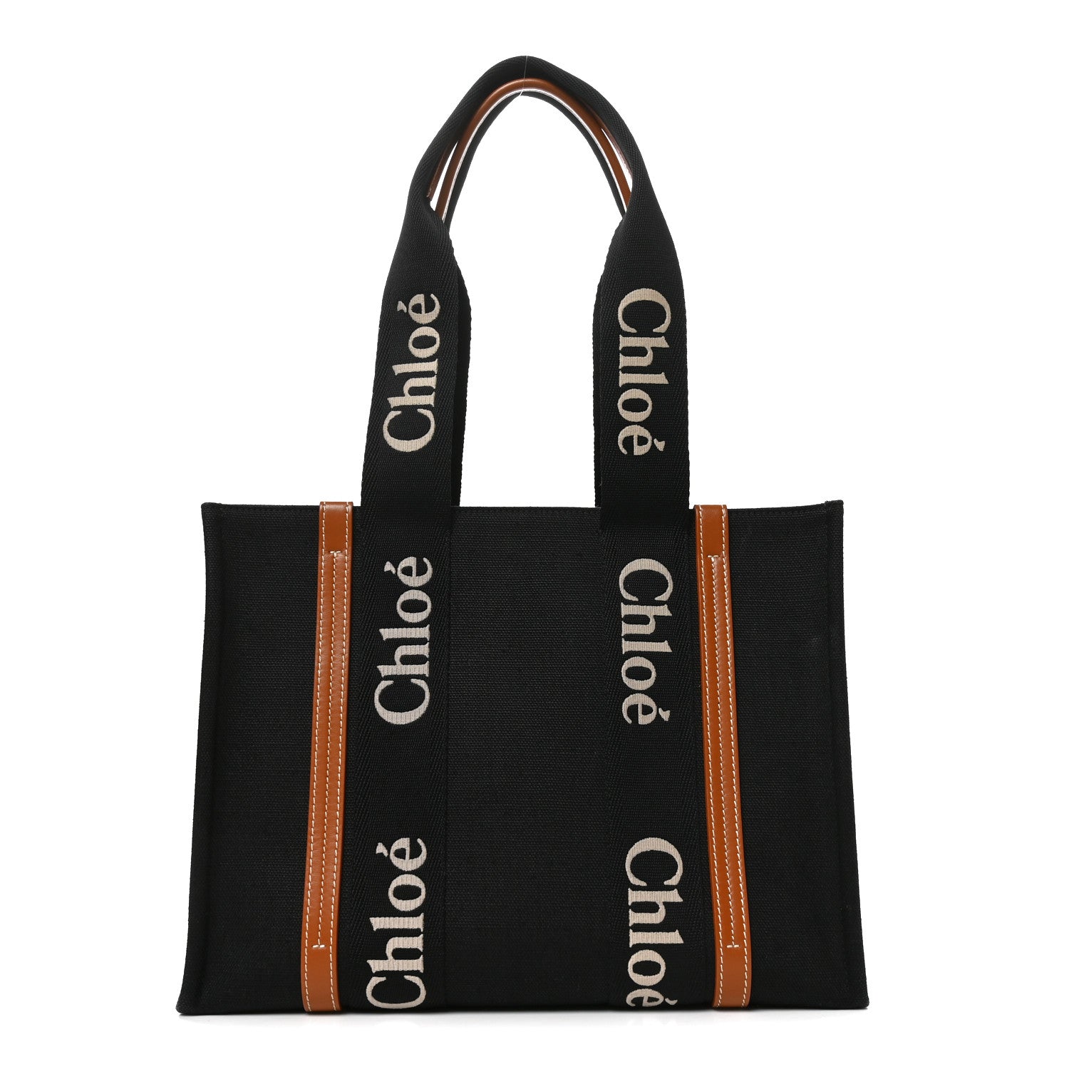 Chloe Cotton Calfskin Medium Woody Ribbon Tote Black 1 of 10
