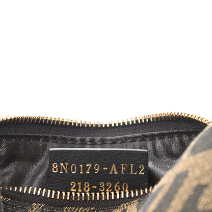 Fendi X SARAH COLEMAN Fabric Jacquard Vitello King FF Vertigo Small Trapezoid Beauty Pouch Tobacco Moro Black 7 of 7
