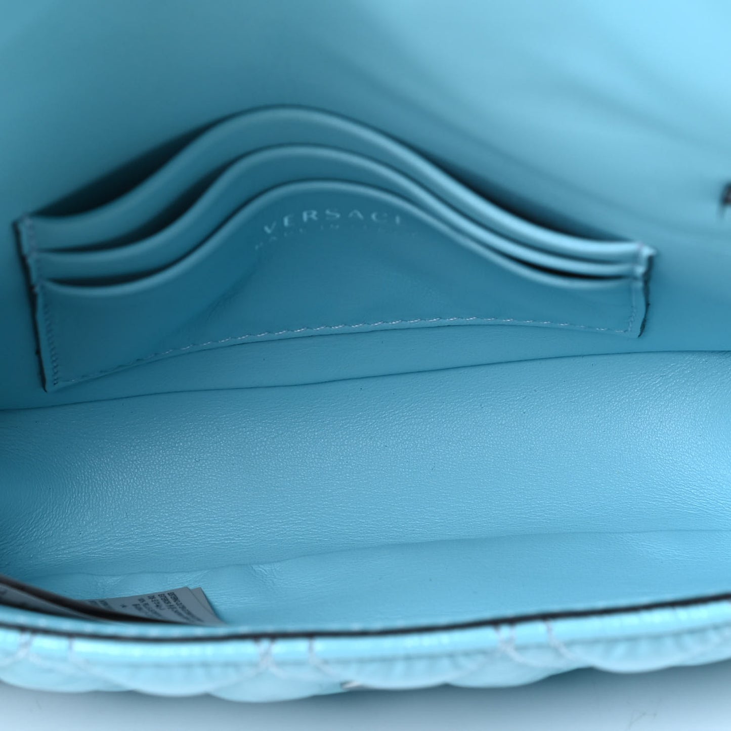 Patent Quilted Virtus Tonal Evening Bag Bright Blue