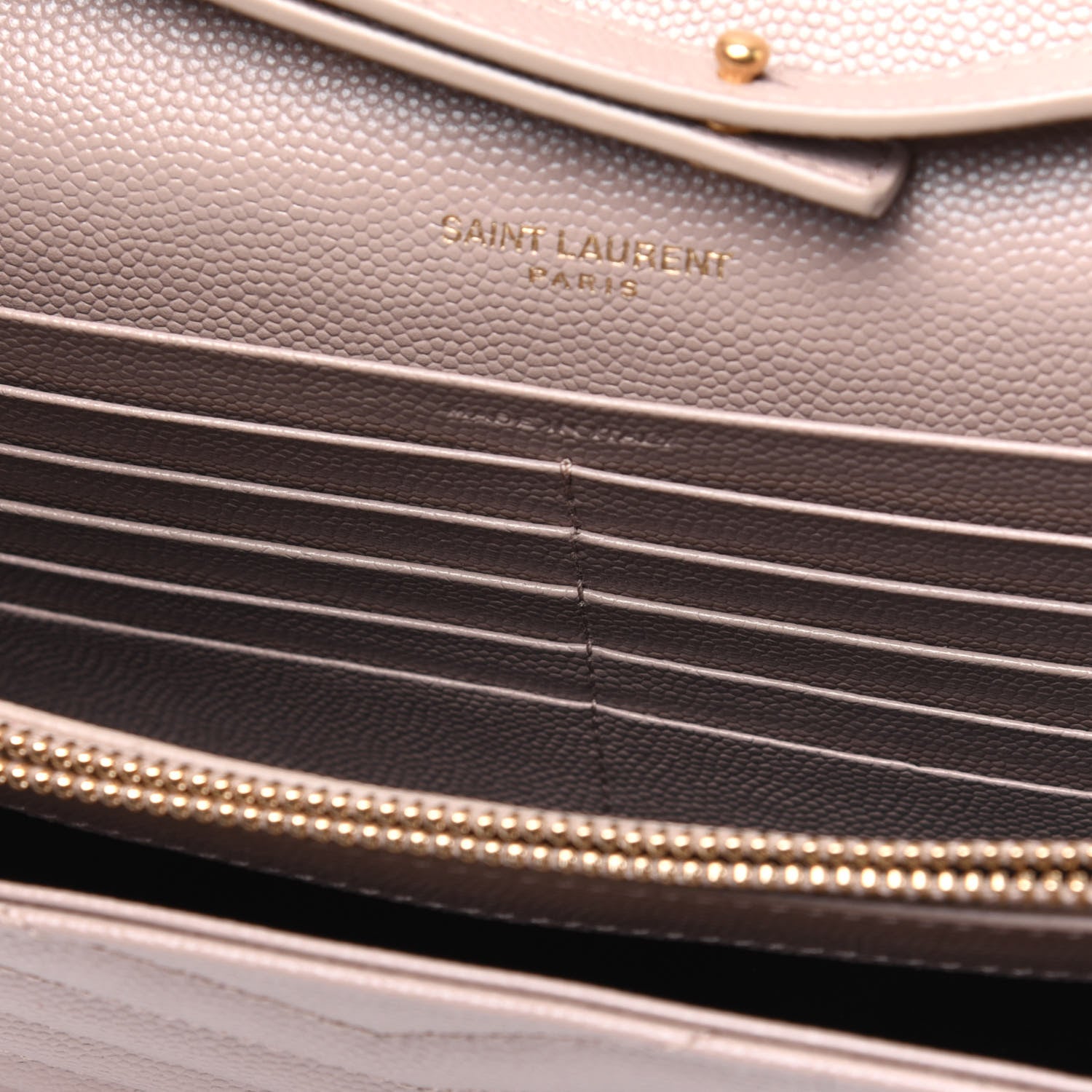 Saint Laurent Grain De Poudre Matelasse Chevron Monogram Chain Wallet Rose Antic 7 of 18