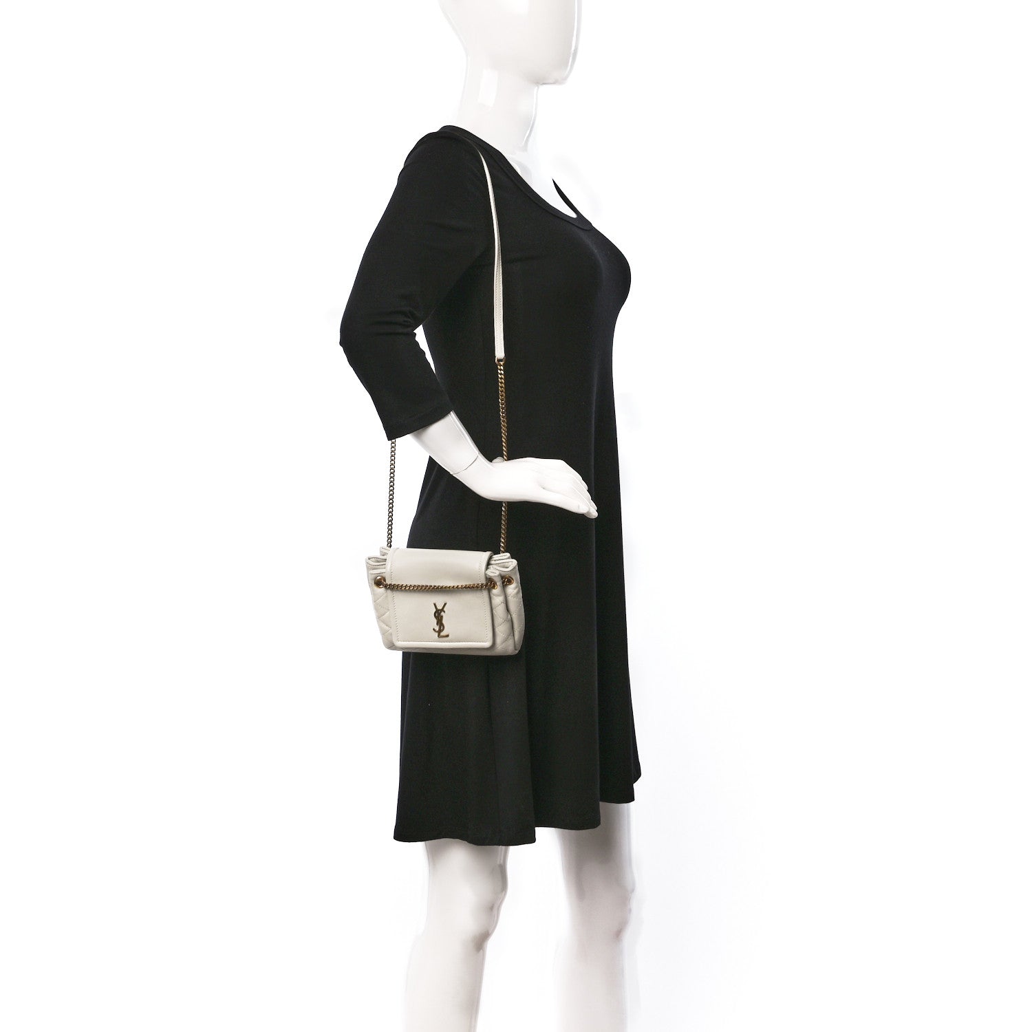 Saint Laurent Lambskin Quilted Monogram Mini Nolita Blanc Vintage 2 of 9