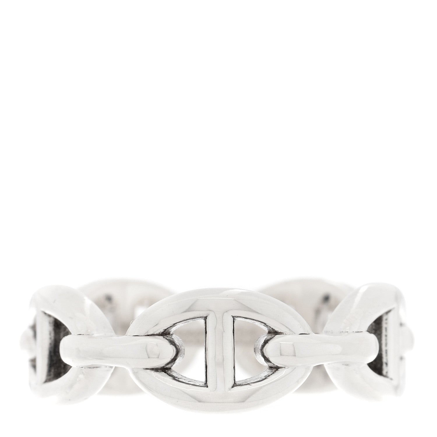 Hermes Sterling Silver PM Chaine d'Ancre Enchainee Band Ring 54 6.75 1 of 6