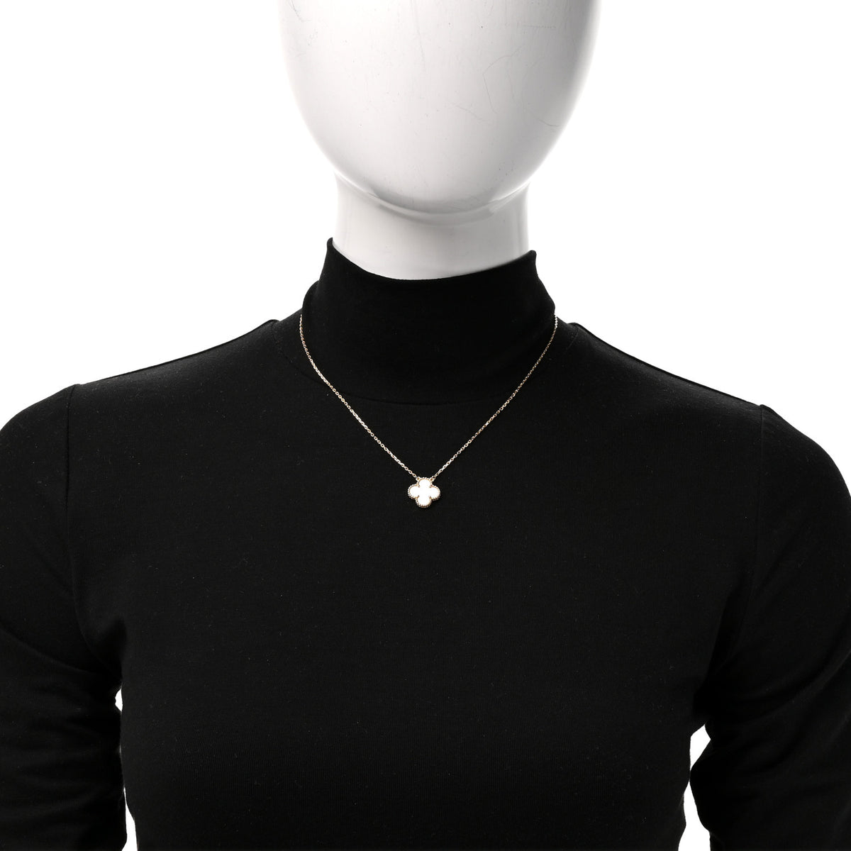 Van Cleef & Arpels 18K Yellow Gold Mother of Pearl Vintage Alhambra Pendant Necklace 2 of 5