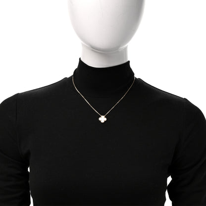 Van Cleef & Arpels 18K Yellow Gold Mother of Pearl Vintage Alhambra Pendant Necklace 2 of 5