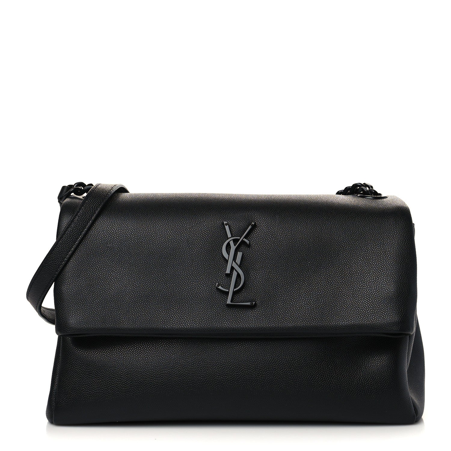 Saint Laurent Grain De Poudre Medium West Hollywood Monogram Fold-Over Black 1 of 6