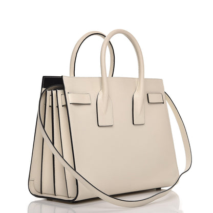 Saint Laurent Grained Calfskin Small Sac De Jour Dove White Black 4 of 9