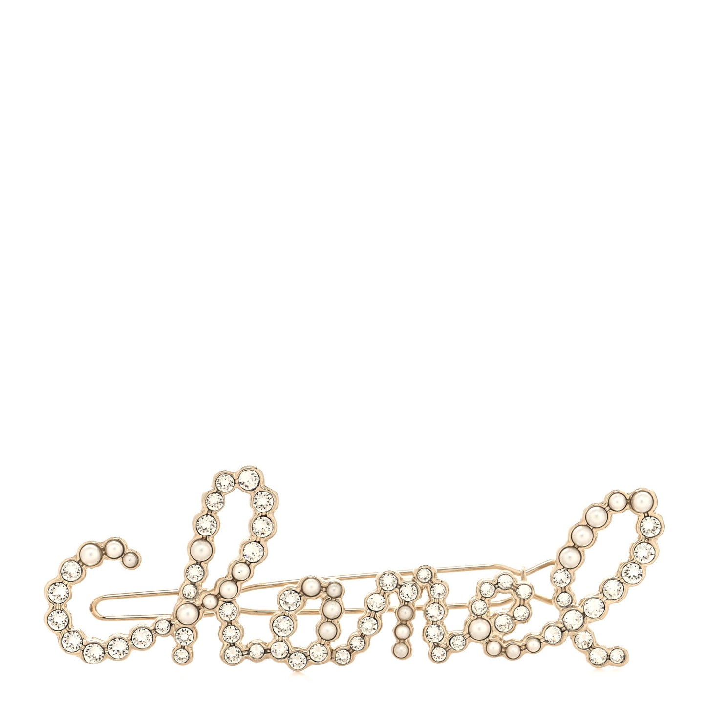 Metal Glass Swirling Pearls Hair Clip Gold