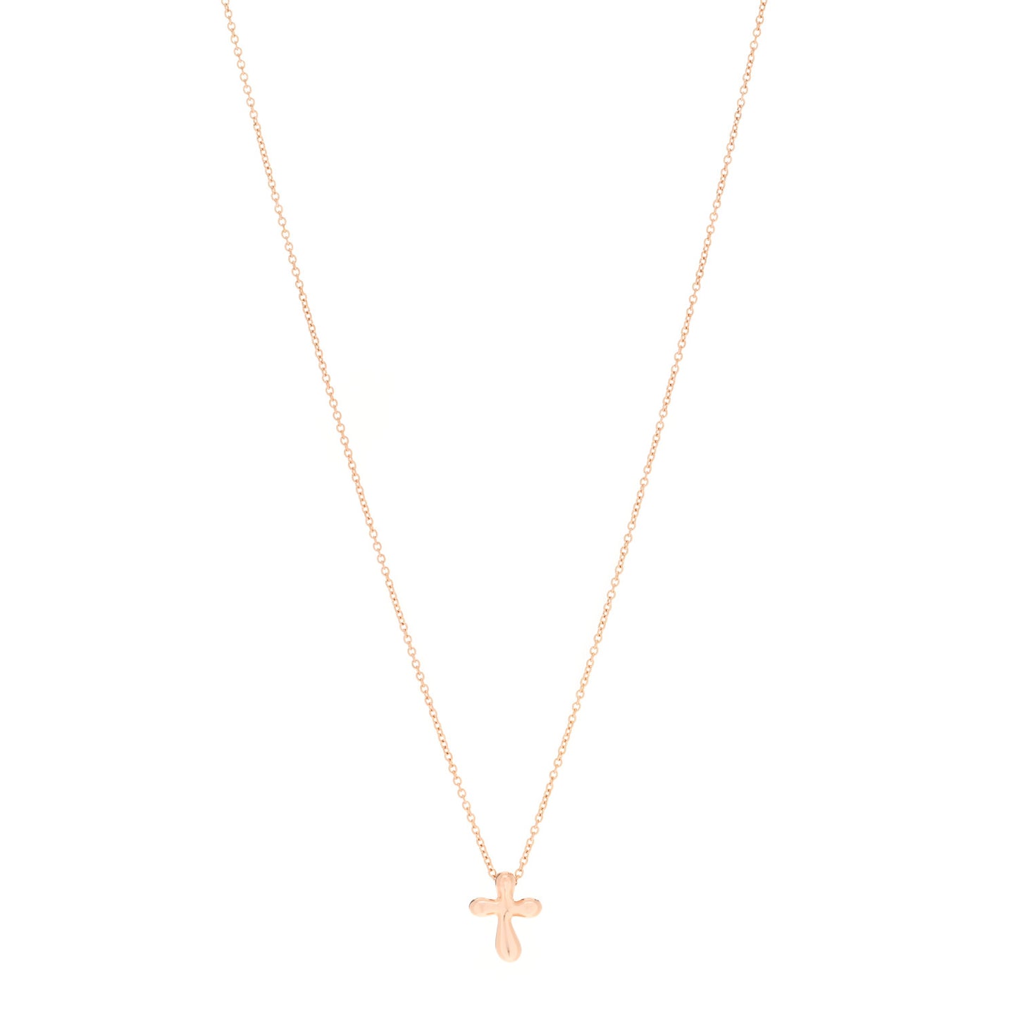 18K Rose Gold 12mm Elsa Peretti Cross Pendant Necklace