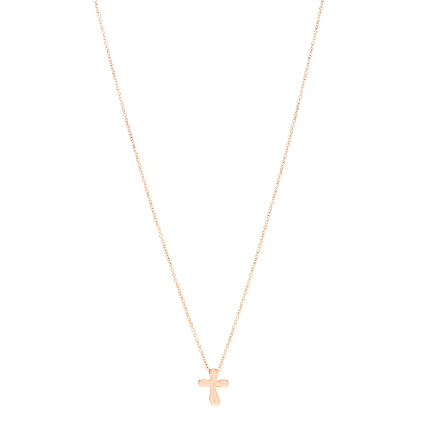 Tiffany 18K Rose Gold 12mm Elsa Peretti Cross Pendant Necklace 1 of 5