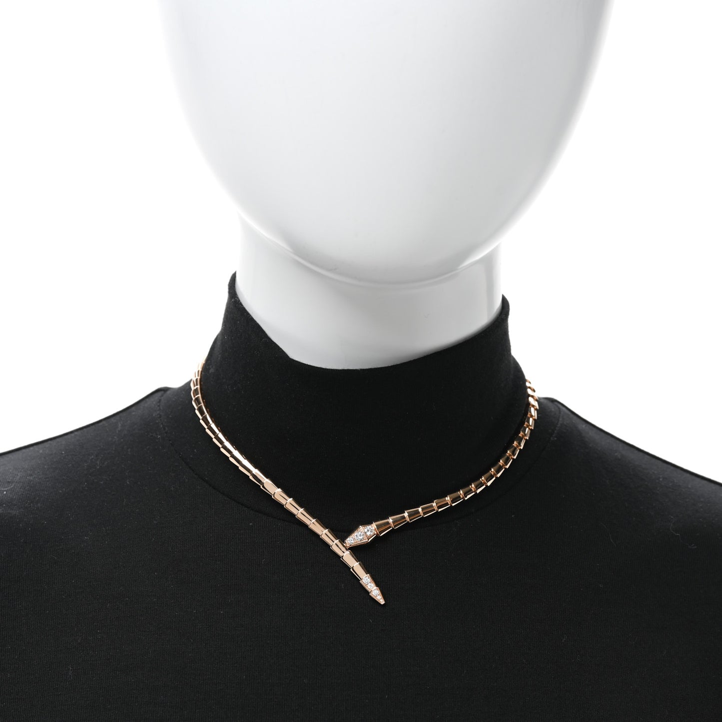 18K Rose Gold Diamond Serpenti Viper Choker Necklace