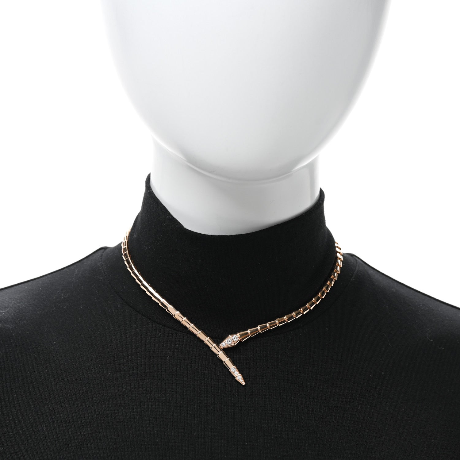 Bulgari 18K Rose Gold Diamond Serpenti Viper Choker Necklace 3 of 4