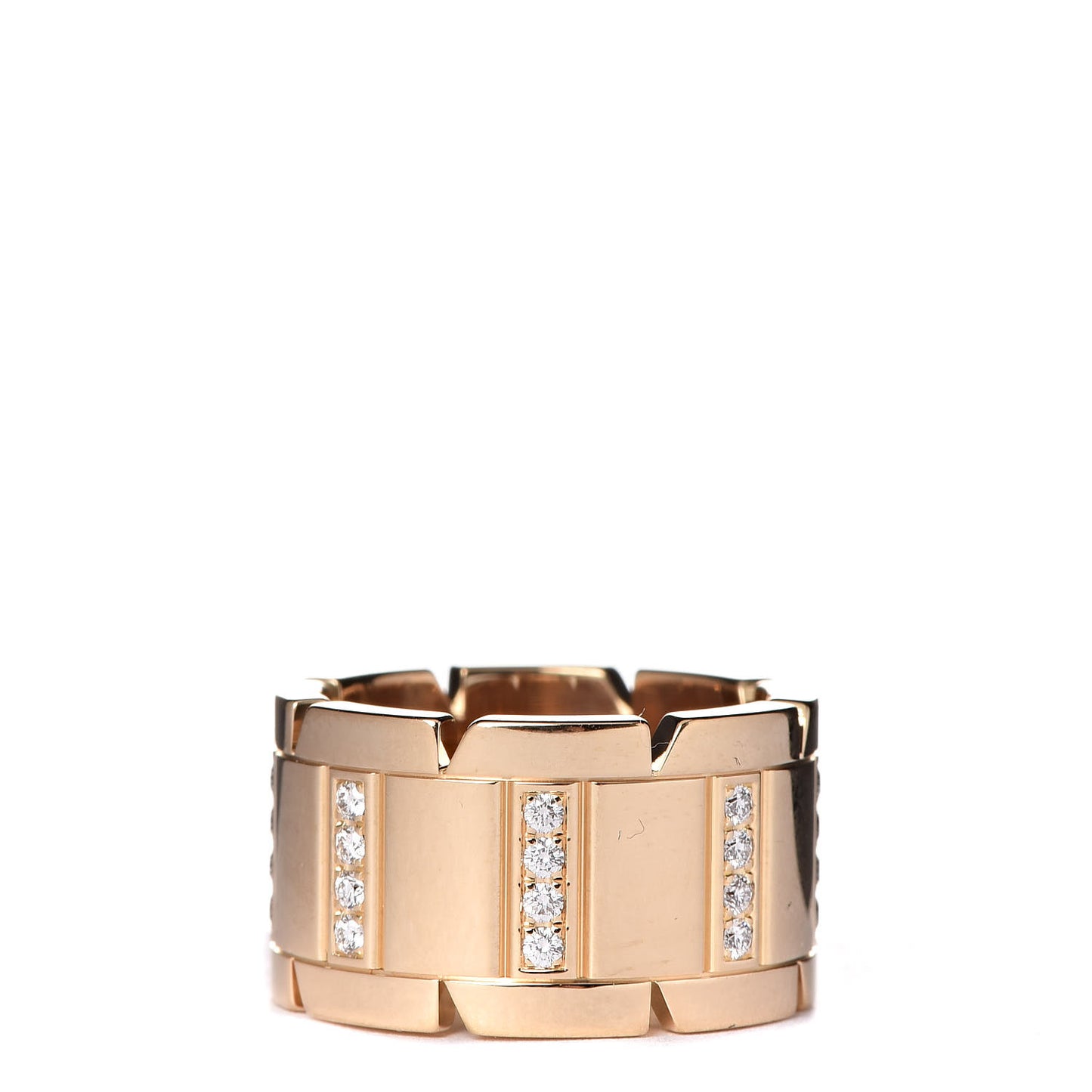 18K Yellow Gold Diamond 11mm Tank Francaise Ring 48 4.5