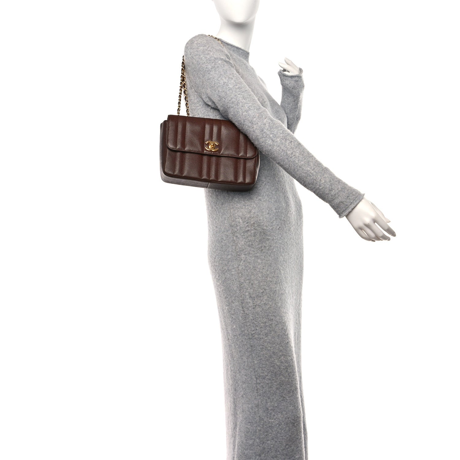 Chanel Caviar Vertical Quilt Jumbo Single Flap Brown 2 of 13