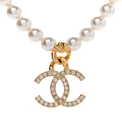 Chanel Pearl Crystal CC Short Necklace Gold 4 of 7