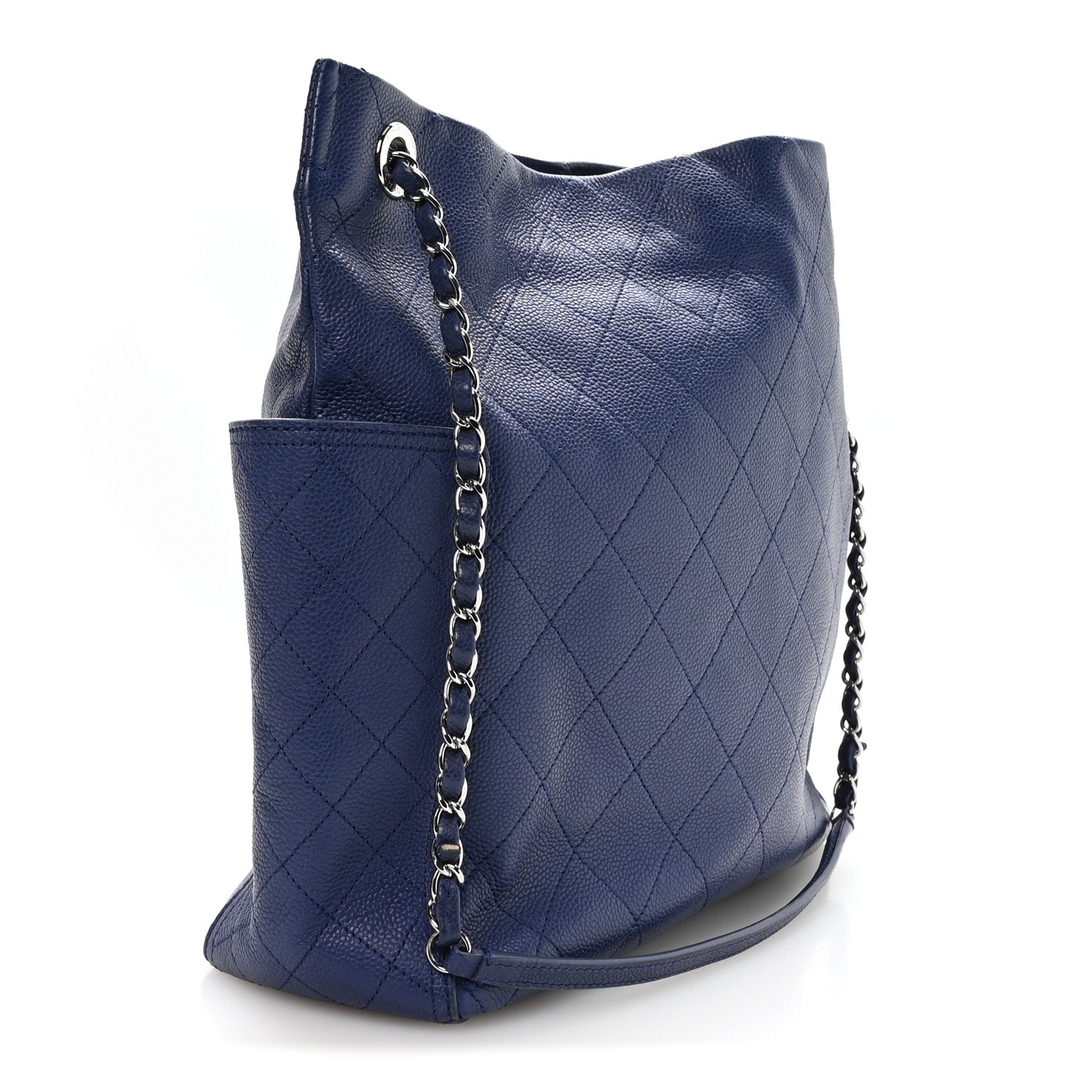 Chanel Caviar Stitched CC Pocket Tote Navy Blue 1925078 – FASHIONPHILE
