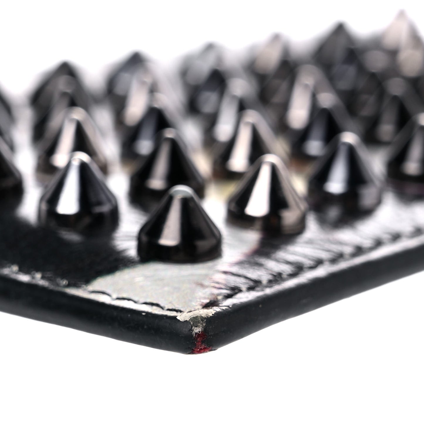Calfskin Marble Print Spikes Card Holder Black