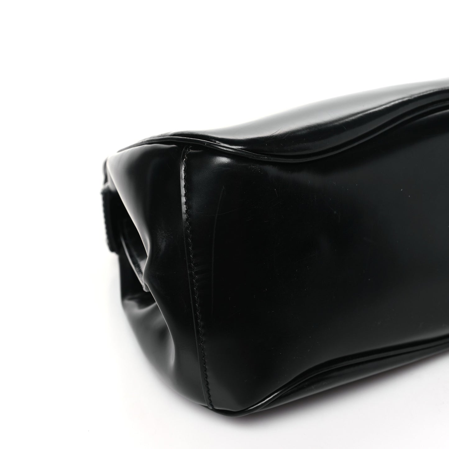 Regent Calfskin Bamboo Medium Lady Lock Top Handle Bag Black