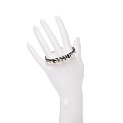 Bulgari Stainless Steel 18K Yellow Gold 10mm Parentesi Cuff Bracelet 2 of 4