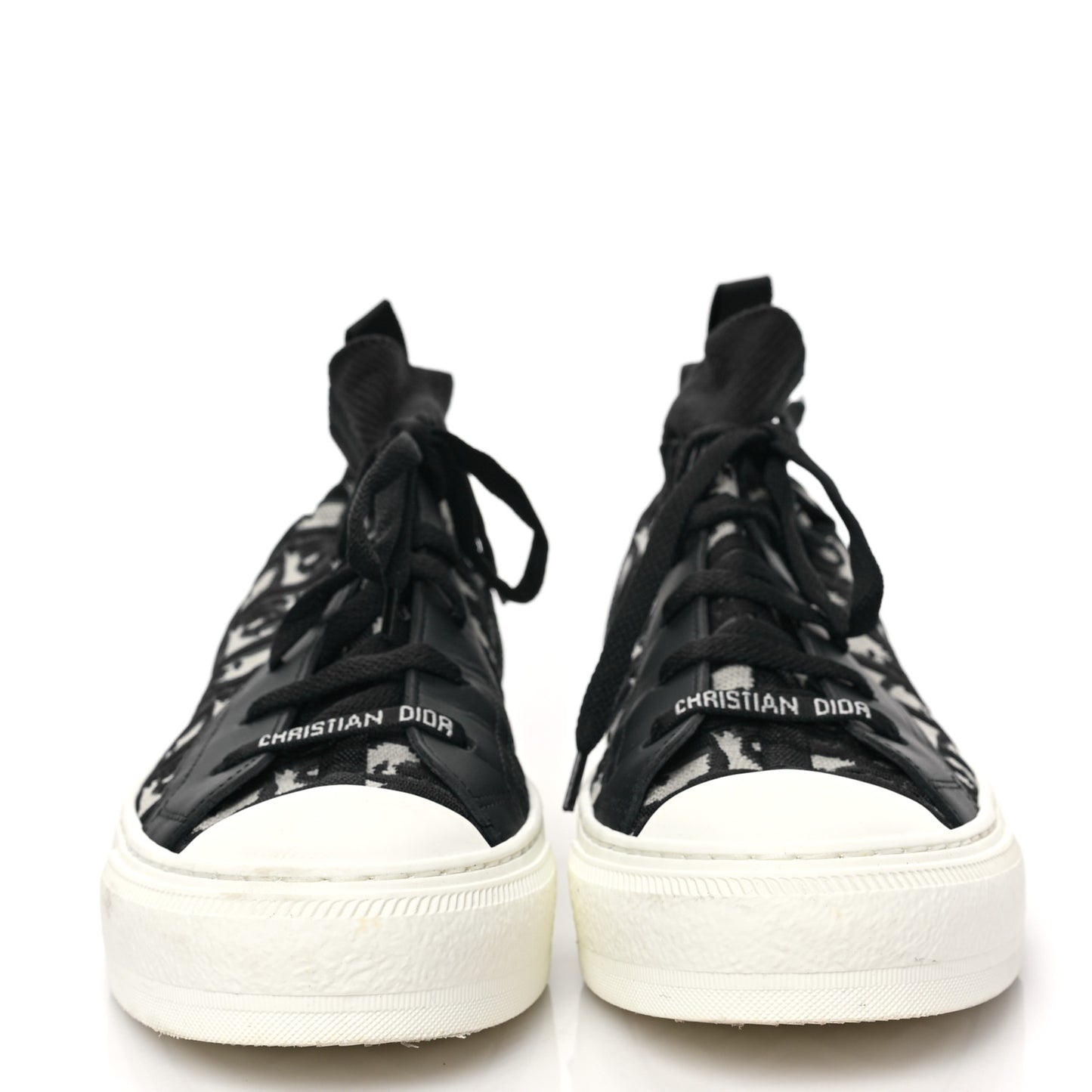 CHRISTIAN DIOR Technical Mesh Calfskin Women's Oblique Walk'N'Dior High Top 37 Deep Blue Deep Blue