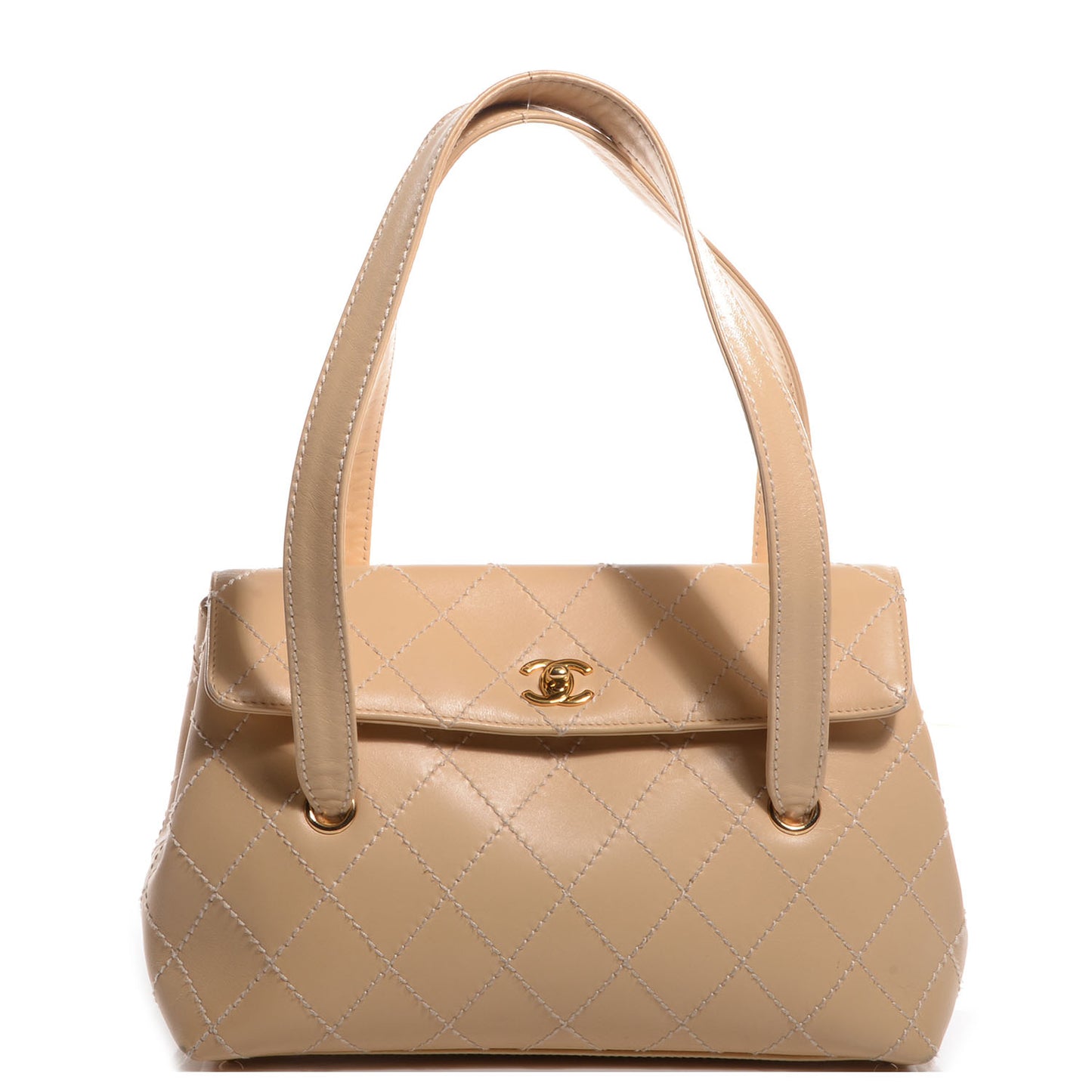 Lambskin Surpique Shoulder Bag Beige