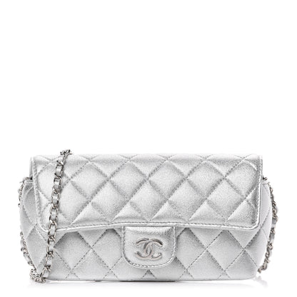 Chanel Metallic Lambskin Quilted Glasses Case With Chain Silver 1 of 12
