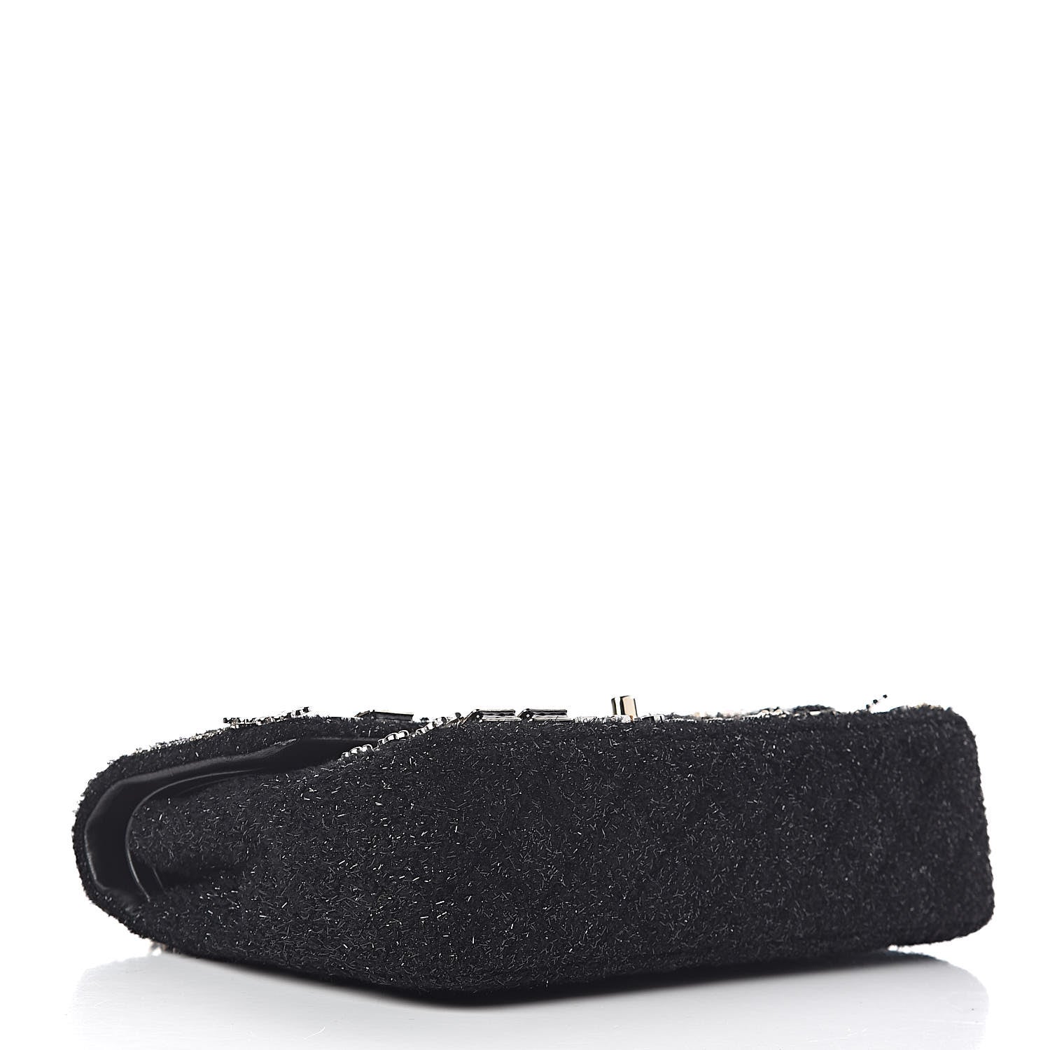 Chanel Tweed Lambskin Charms Embroidered Medium Double Flap Black 4 of 19