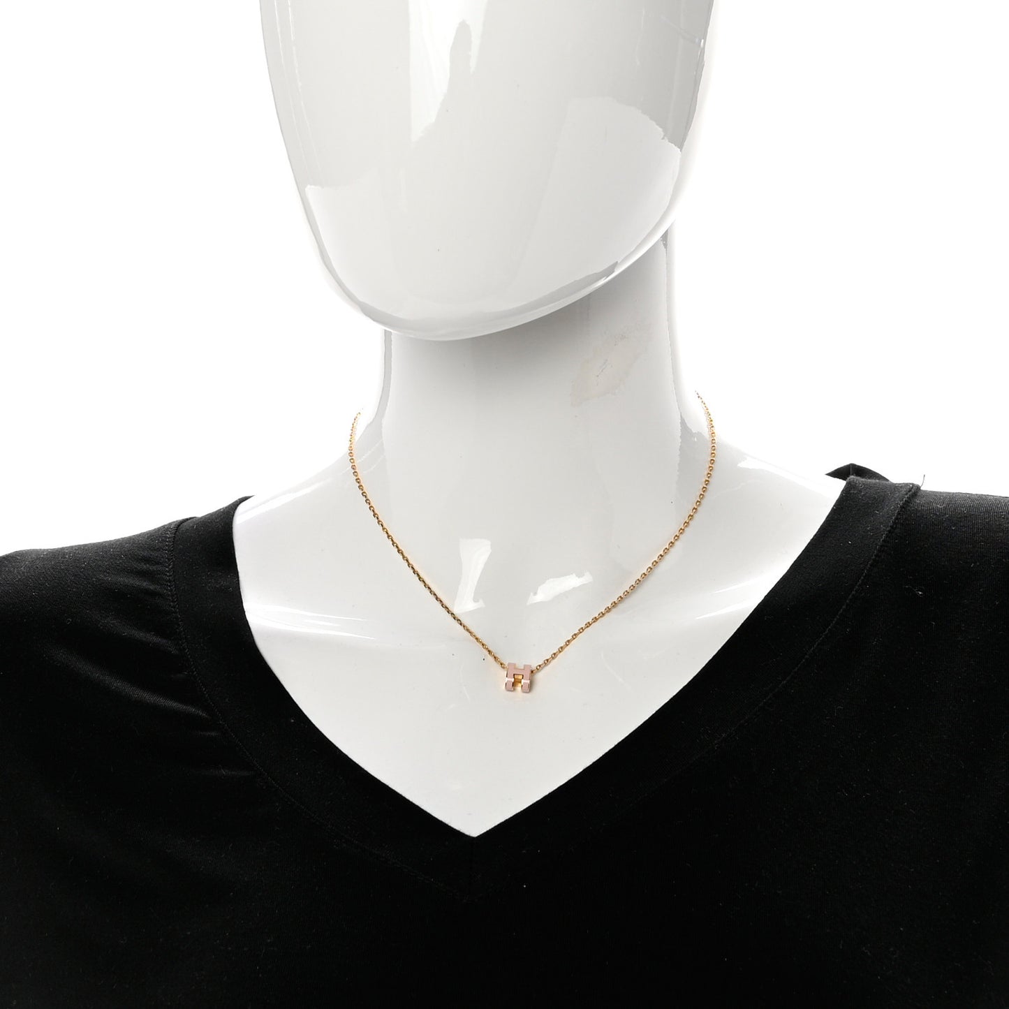 Lacquered Rose Gold Mini Pop H Pendant Necklace Rose Dragee