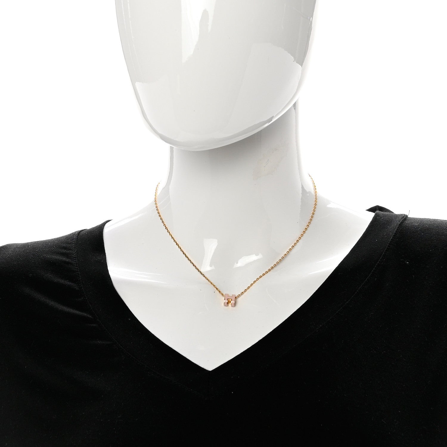 Hermes Lacquered Rose Gold Mini Pop H Pendant Necklace Rose Dragee 2 of 5