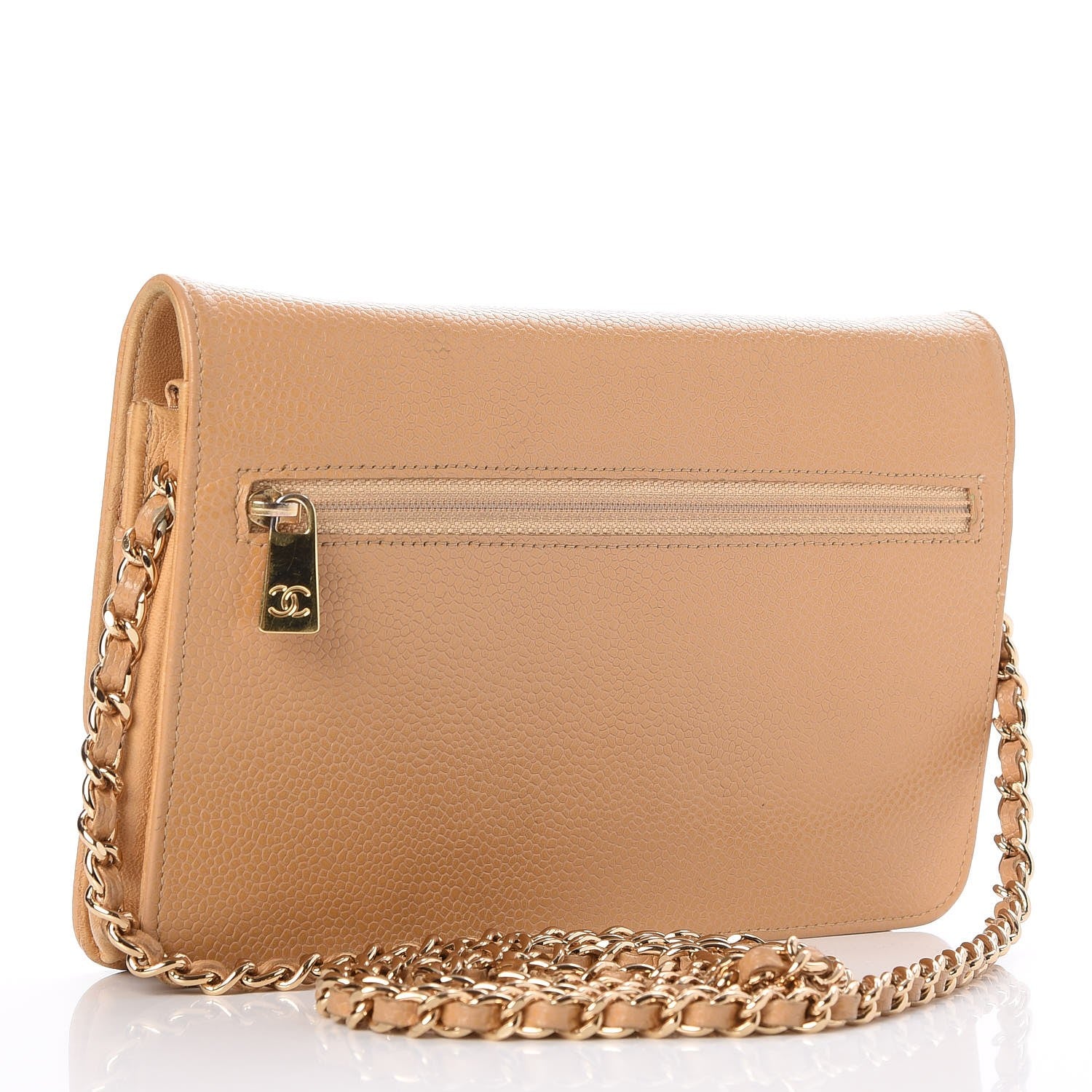 Chanel Caviar Timeless CC Wallet On Chain WOC Beige 3 of 12