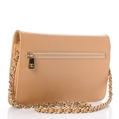 Chanel Caviar Timeless CC Wallet On Chain WOC Beige 3 of 12