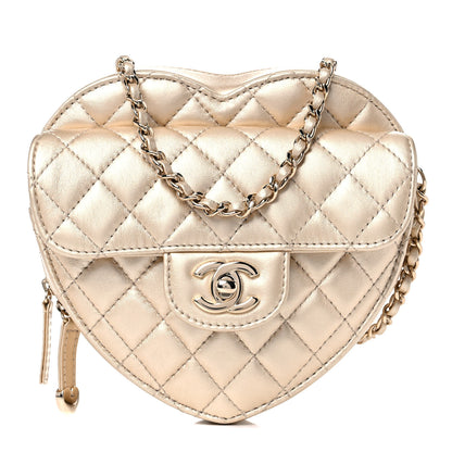 Chanel Metallic Lambskin Quilted CC In Love Heart Bag Gold 1 of 10