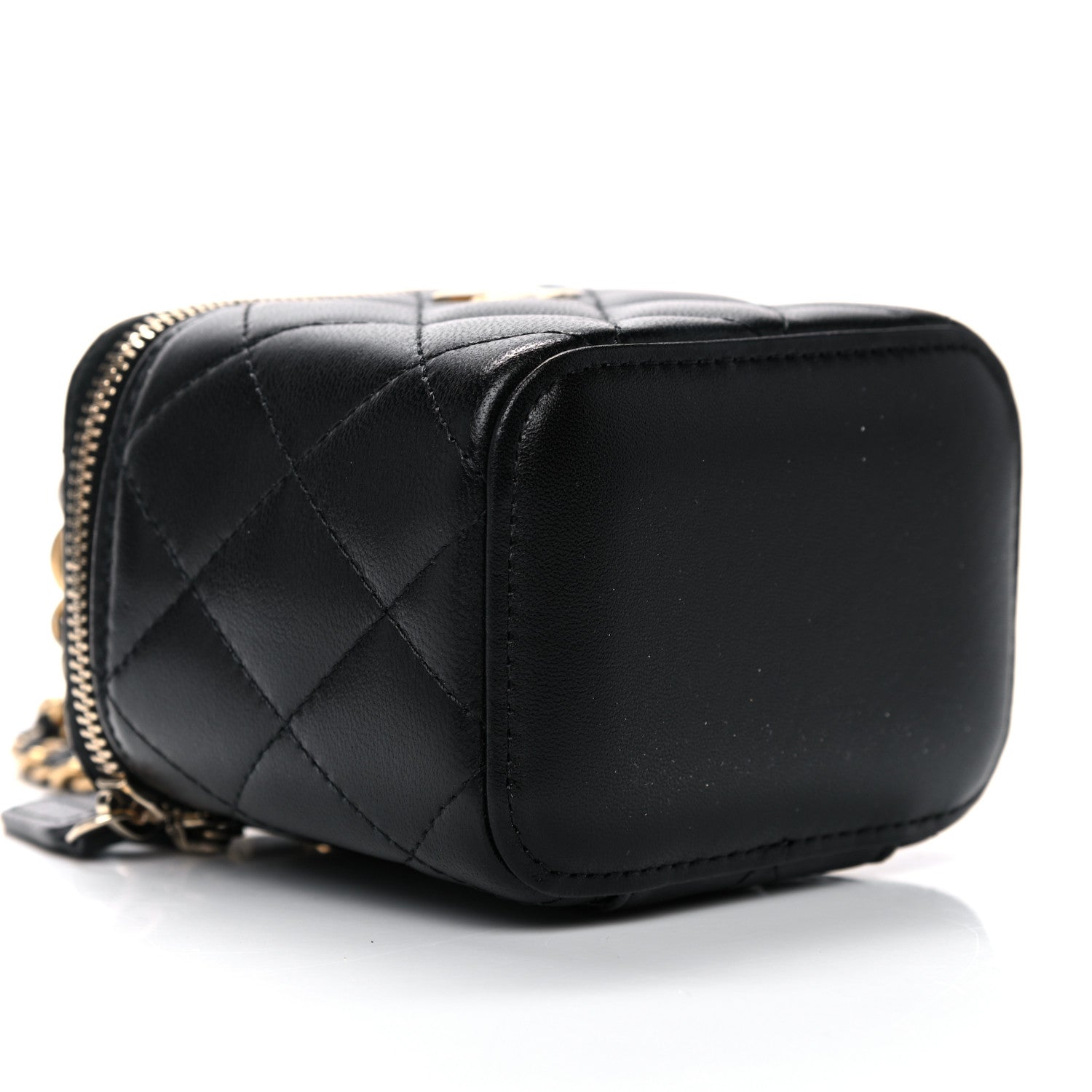 Chanel Lambskin Quilted Top Handle Mini Vanity Case With Chain Black 8 of 10