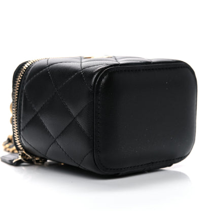 Chanel Lambskin Quilted Top Handle Mini Vanity Case With Chain Black 8 of 10