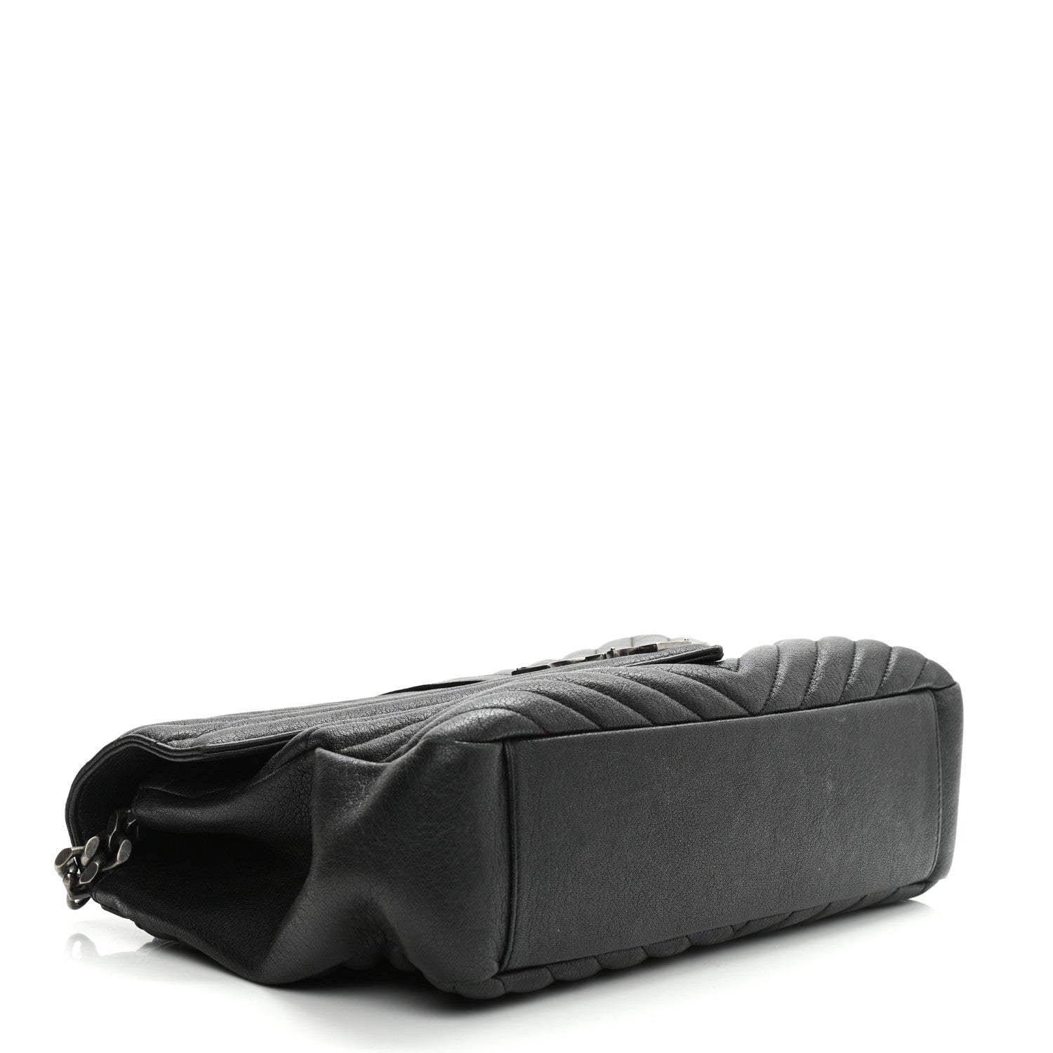 Saint Laurent Sheepskin Matelasse Chevron Monogram Large College Satchel Black 4 of 8