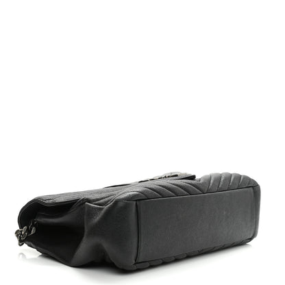 Saint Laurent Sheepskin Matelasse Chevron Monogram Large College Satchel Black 4 of 8