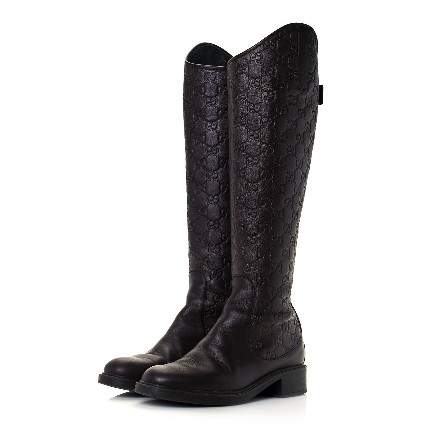 Gucci Guccissima Calfskin Miro Soft Knee High Riding Boots 35.5 Chocolate 3 of 10