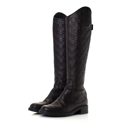 Gucci Guccissima Calfskin Miro Soft Knee High Riding Boots 35.5 Chocolate 3 of 10