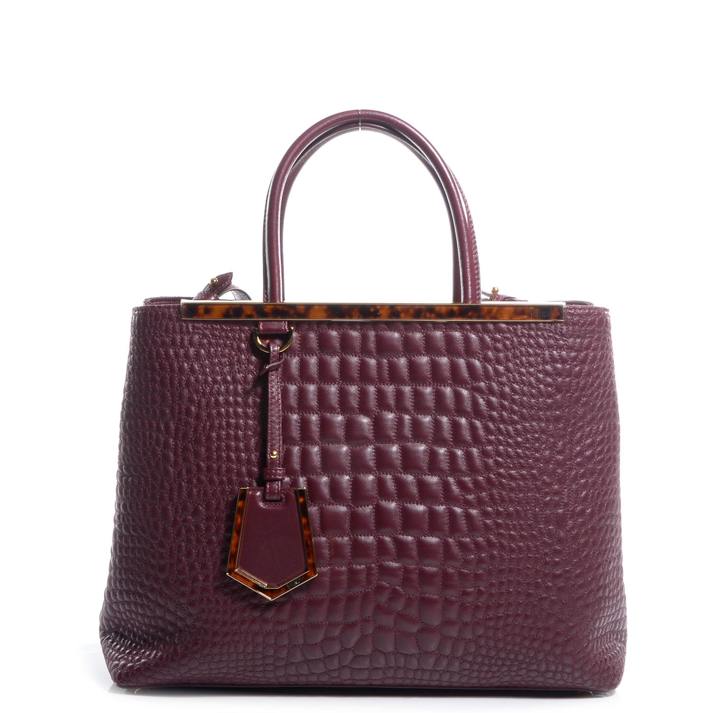 Nappa Crocodile Trapuntata Medium 2Jours Tote Bordeaux