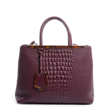 Fendi Nappa Crocodile Trapuntata Medium 2Jours Tote Bordeaux 1 of 11
