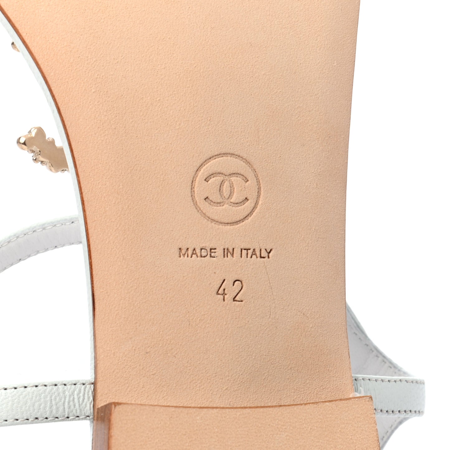 Lambskin Pearl CC Thong Sandals 42 White