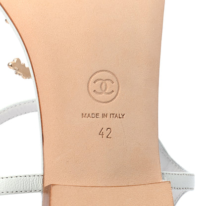 Chanel Lambskin Pearl CC Thong Sandals 42 White 6 of 7