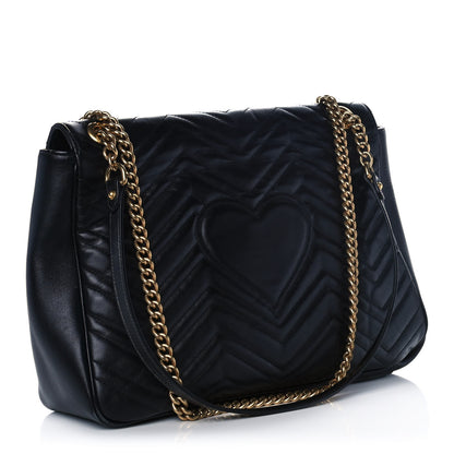 Gucci Calfskin Matelasse Large GG Marmont Shoulder Bag Black 3 of 14