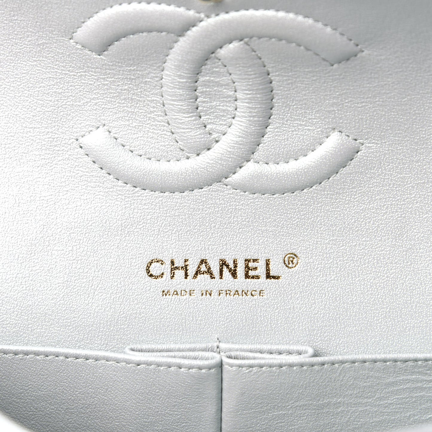 Iridescent Lambskin Quilted Medium Double Flap Light Blue