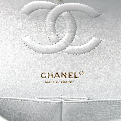 Chanel Iridescent Lambskin Quilted Medium Double Flap Light Blue 6 of 13