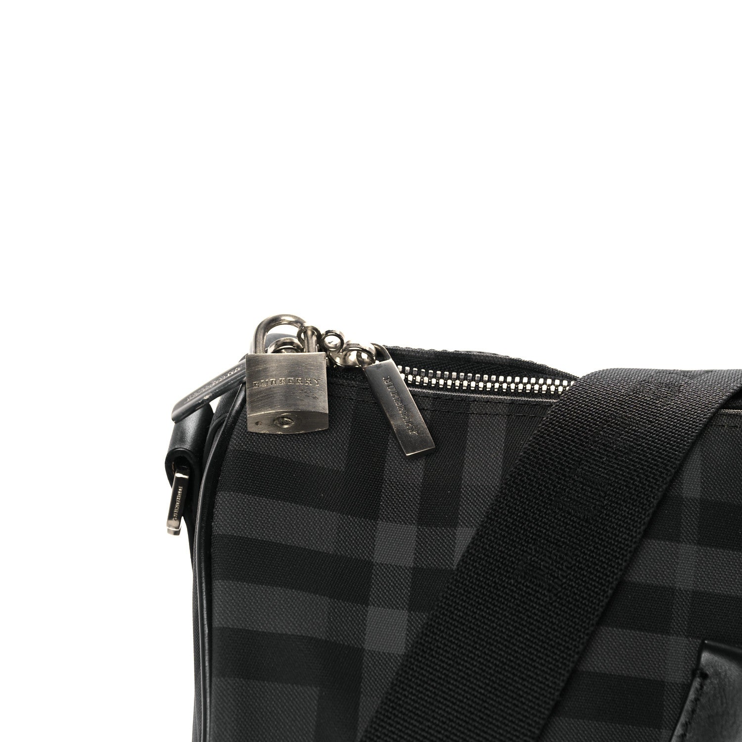 Burberry Nylon Smoked Check Duffle Bag Black 7 of 14